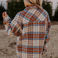 Cinnamon Plaid Print Chest Pockets Turn Down Collar Shacket