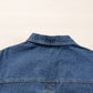 Dark Blue Washed Oversize Pocketed Denim Jacket