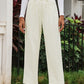 Beige Corduroy High Waist Straight Leg Pants