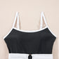 Black Contrast Trim Two Tone Belted One Piece Swimsuit