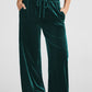 Evergreen Solid Drawstring Waist Wide Leg Pants