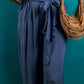 Wild Wind Belted Frilly Waist Wide Leg Loose Pants