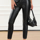 Black PU Leather Zipped High Waist Skinny Pants