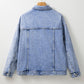 Beau Blue Vintage Washed Flap Pockets Denim Jacket