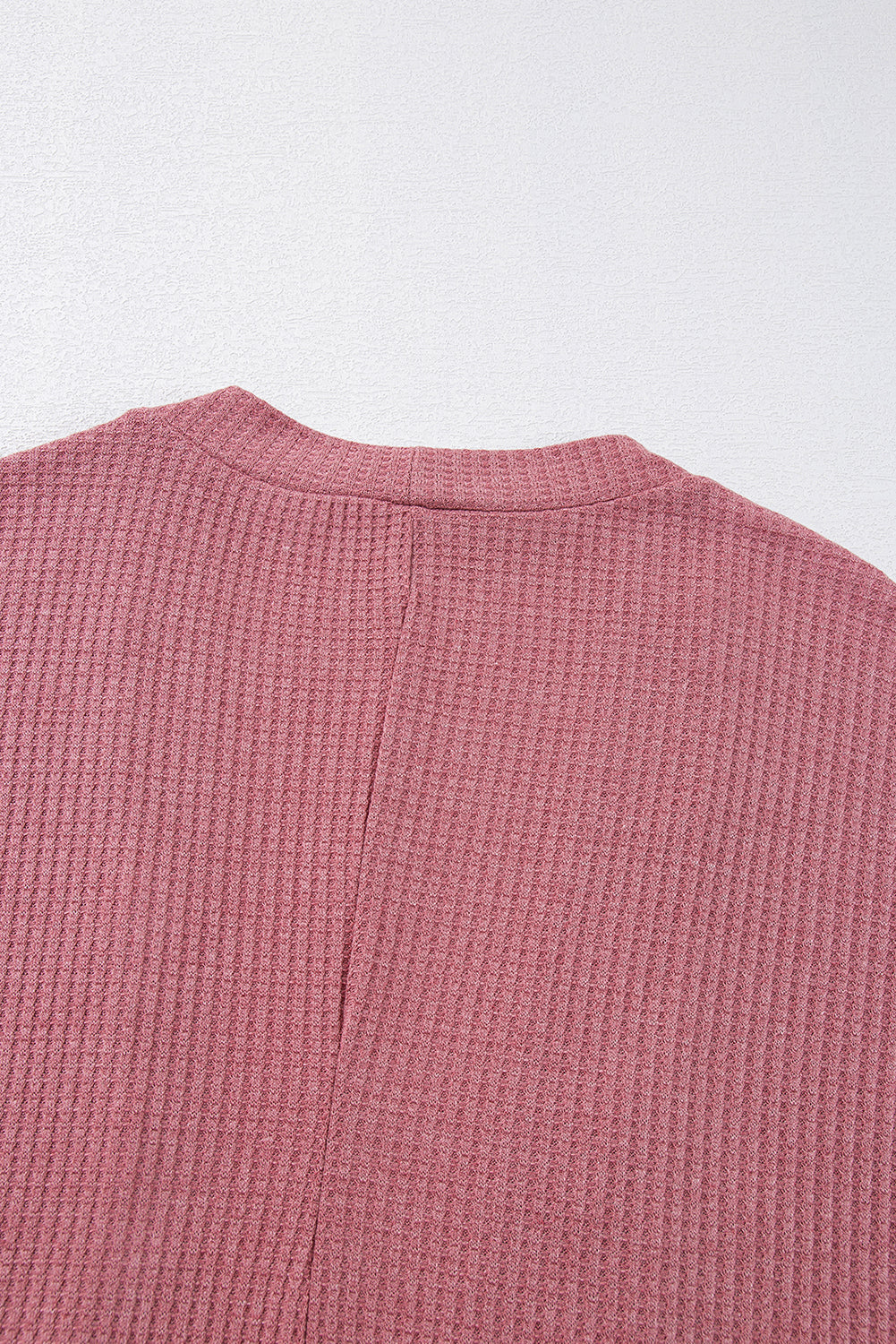 Mineral Red Solid Colour Waffle Knit Cardigan with Pocket