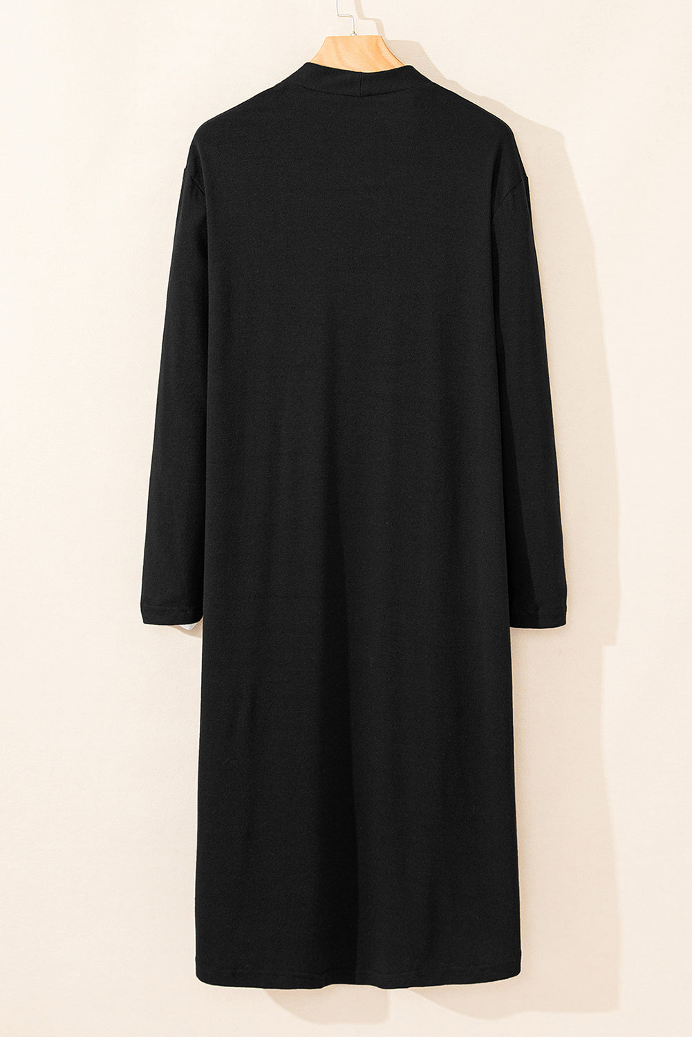 Black Solid Colour Open Front Cardigan with Pocket