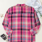 Rose Stripe Plus Size Checkered Print Button up Shirt