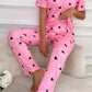 Pink Valentines Heart Print Tee and Trousers Lounge Set