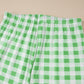 Green Plaid Print Contrast Trim Long Sleeve Plus Size Pyjamas Set