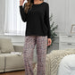 Long Sleeve Top and Leopard Print Trousers Lounge Set