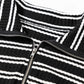 Black Stripe Textured Quarter Zip Collar Long Sleeve Top