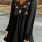 Black Sequined Stars Flounce Sleeve Ruffled Babydoll Dress