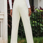 Beige Corduroy High Waist Straight Leg Pants