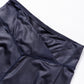 Black Crossed Dip Waist Sleek Leather Leggings