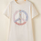 White Floral Peace Sign Graphic T Shirt Dress