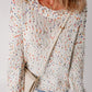 White Colorful Confetti Distressed Knit Sweater