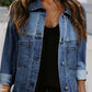 Dark Blue Washed Oversize Pocketed Denim Jacket