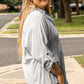 White Stripe Rolled Tab Sleeve Buttoned Plus Size Shirt