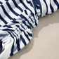 Blue Stripe Drawstring Tummy Control Mix-and-match 2pcs Tankini Swimsuit