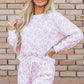 Pink Leopard Animal Print Pullover and Shorts Loungewear