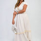 V-neck Lace Trim Maxi Dress