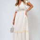 V-neck Lace Trim Maxi Dress