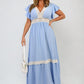 V-neck Lace Trim Maxi Dress