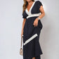 V-neck Lace Trim Maxi Dress