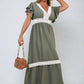 V-neck Lace Trim Maxi Dress