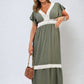 V-neck Lace Trim Maxi Dress