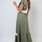 V-neck Lace Trim Maxi Dress