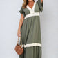 V-neck Lace Trim Maxi Dress