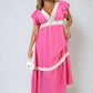 V-neck Lace Trim Maxi Dress