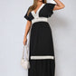 V-neck Lace Trim Maxi Dress