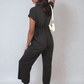 Belted V Neck Jumpsuit with Side Pockets