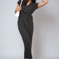 Belted V Neck Jumpsuit with Side Pockets