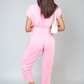 Belted V Neck Jumpsuit with Side Pockets