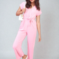 Belted V Neck Jumpsuit with Side Pockets