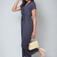 Belted V Neck Jumpsuit with Side Pockets