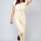 Belted V Neck Jumpsuit with Side Pockets