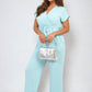 Belted V Neck Jumpsuit with Side Pockets