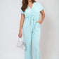 Belted V Neck Jumpsuit with Side Pockets