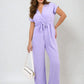 Belted V Neck Jumpsuit with Side Pockets