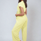 Belted V Neck Jumpsuit with Side Pockets