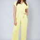 Belted V Neck Jumpsuit with Side Pockets