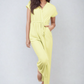 Belted V Neck Jumpsuit with Side Pockets