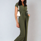 Belted V Neck Jumpsuit with Side Pockets