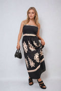 Smocked Sleeveless Flowy Tribal Print Summer Maxi Dress - BB Fashion Outlet