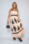 Smocked Sleeveless Flowy Tribal Print Summer Maxi Dress - BB Fashion Outlet