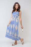 Smocked Sleeveless Flowy Tribal Print Summer Maxi Dress - BB Fashion Outlet